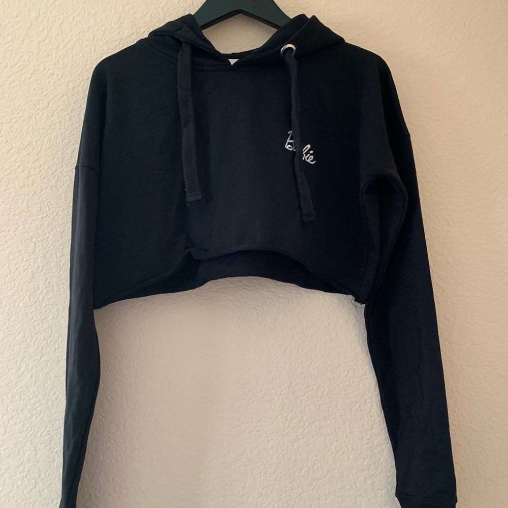 Cropped black Barbie hoodie